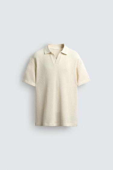 TEXTURED POLO SHIRT - Oyster-white by Zara