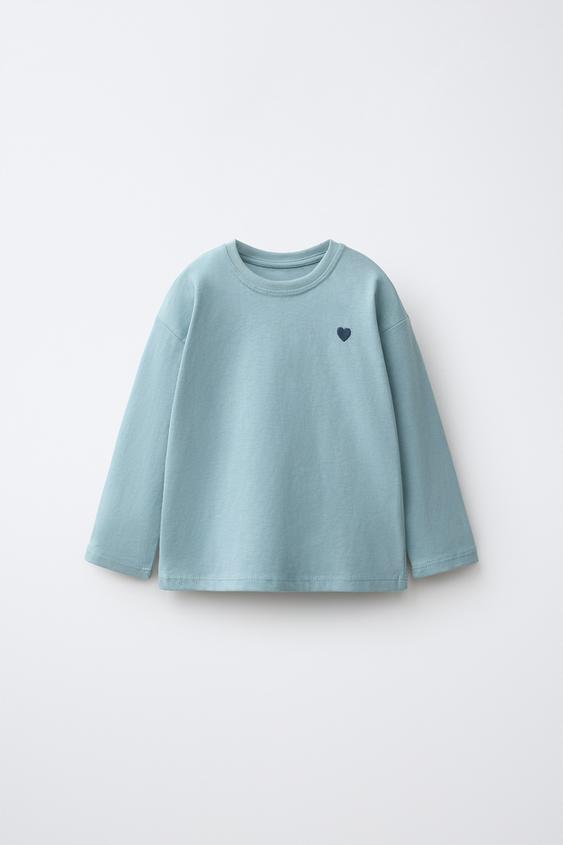 EMBROIDERED HEART T-SHIRT - Bluish by Zara - Image 0