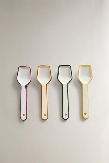 SET OF STONEWARE ICE CREAM SPOONS WITH CONTRAST EDGE (SET OF 4) - White by Zara