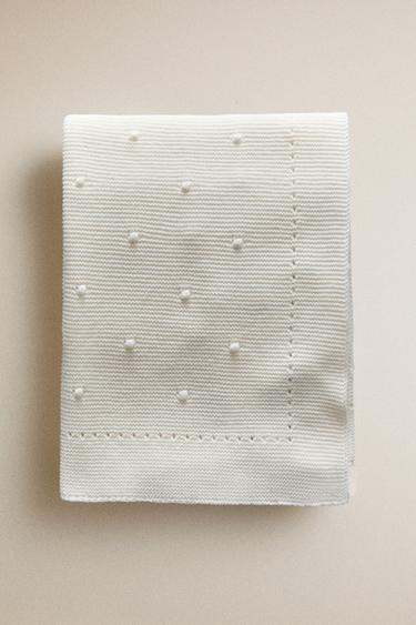 KNIT BABY BLANKET - Ecru by Zara