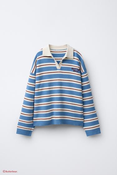 BUTTERBEAR © STRIPED KNITTED POLO SHIRT - Bluish by Zara