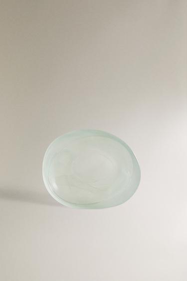 SHADED GREEN GLASS BATHROOM SOAP DISH - GREENISH by Zara