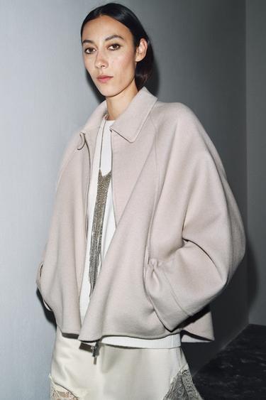 WOOL JACKET WITH ZIP ZW COLLECTION - Ecru by Zara