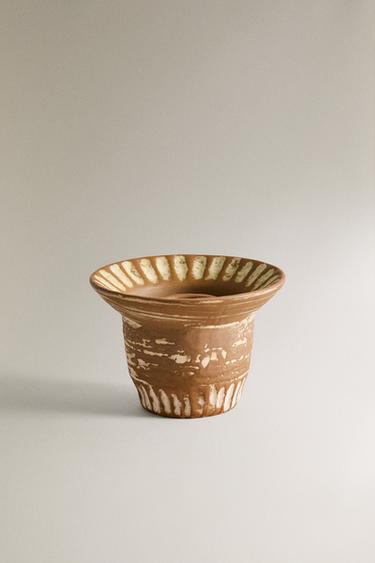 CERAMIC CANDLEHOLDER - Brown by Zara