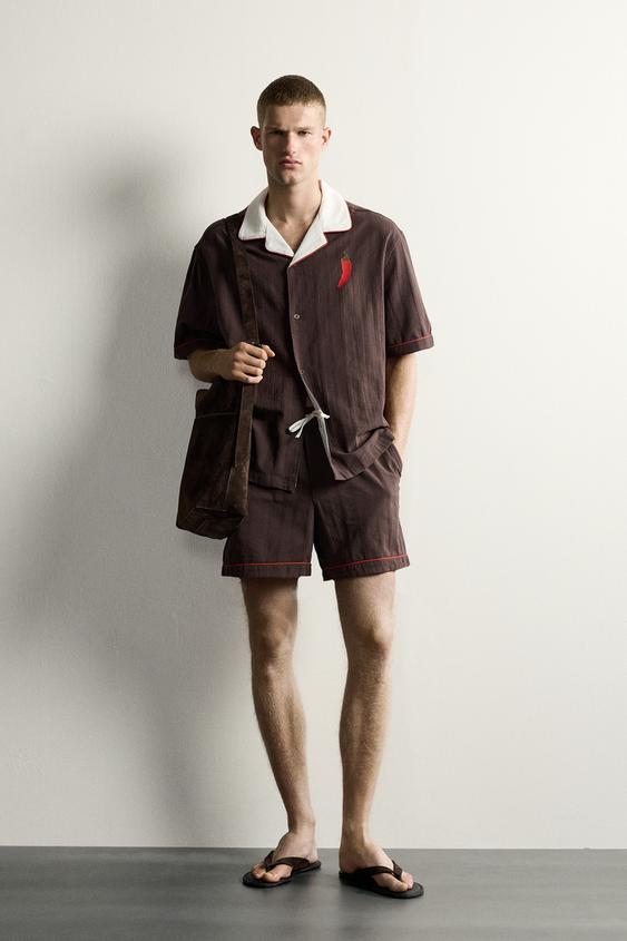 TOMATO EMBROIDERY SHORTS - Chocolate by Zara - Image 0