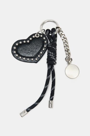 STUDDED HEART CHARM - Black by Zara