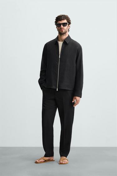 REGULAR FIT LINEN TROUSERS - Black by Zara - Image 0