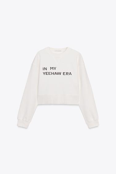 SLOGAN CROP SWEATSHIRT - Ecru by Zara