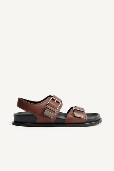 LTHR BCKLD SNDLS - Brown by Zara