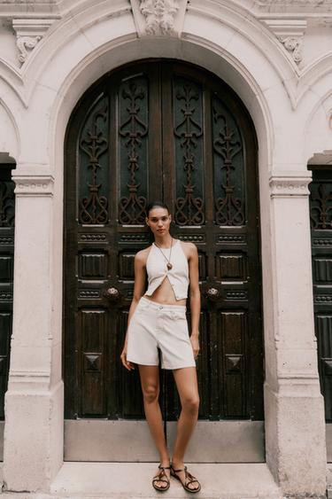 Z1975 DENIM CROP WAISTCOAT - Ecru by Zara - Image 0