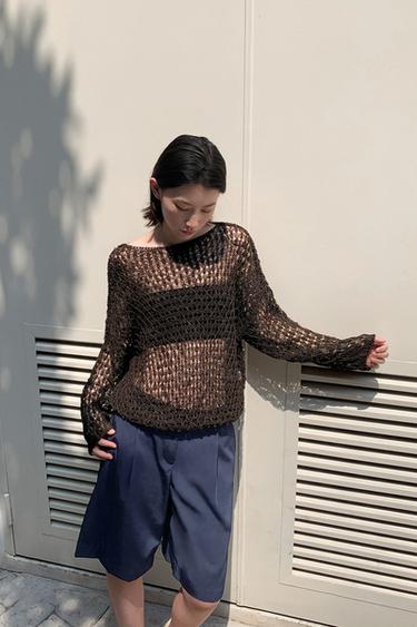 OPEN KNIT SWEATER - Brown by Zara - Image 0