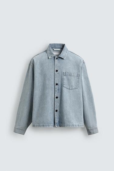 BOXY FIT DENIM SHIRT - Faded blue by Zara