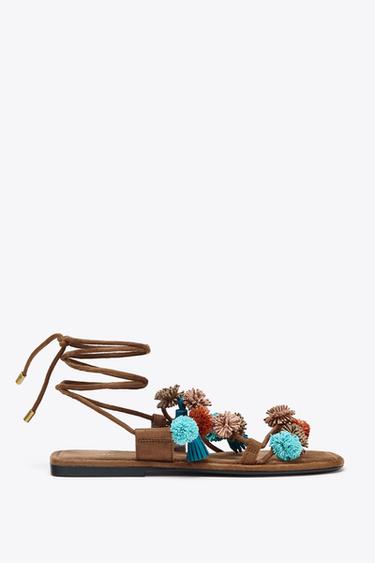 BEADED STRAPPY SANDALS - Multicoloured by Zara