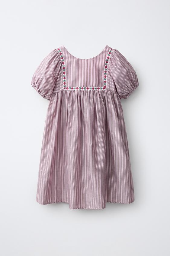 STRIPED DRESS WITH TRIM - Pink by Zara - Image 0
