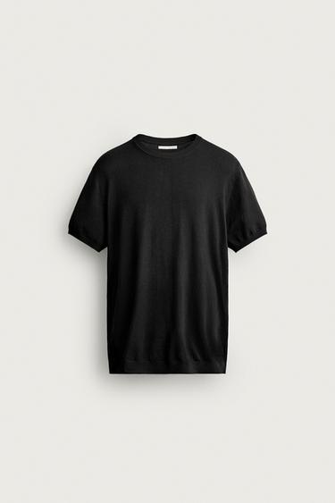 BASIC REGULAR FIT KNIT T-SHIRT - Black by Zara