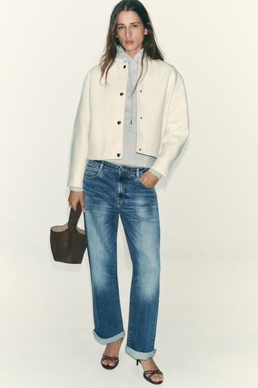 SOFT BOMBER JACKET WITH GOLDEN BUTTONS - Ecru by Zara