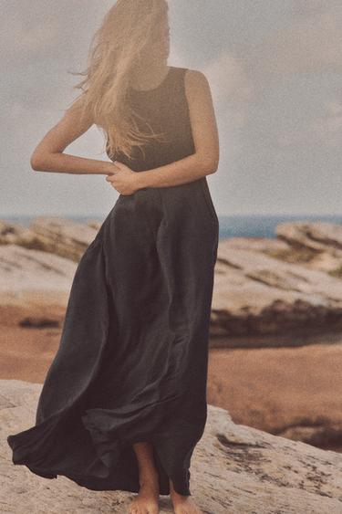 FLOWING VOLUMINOUS MIDI DRESS - Black by Zara - Image 0