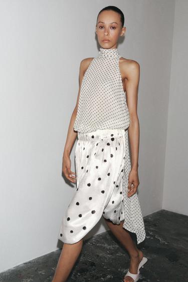 POLKA DOT MIDI SKIRT ZW COLLECTION - Black / White by Zara