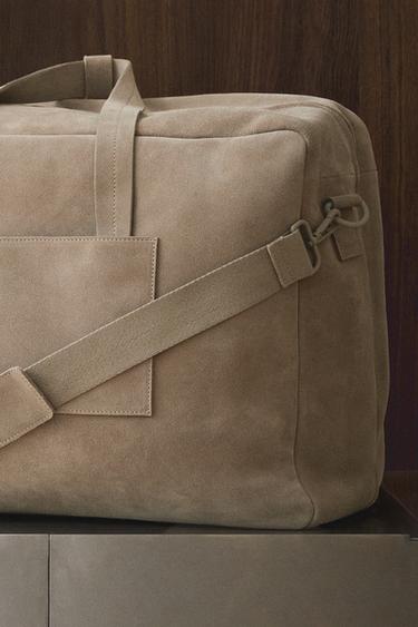 SPLIT LEATHER TRAVEL BAG - Ecru White by Zara