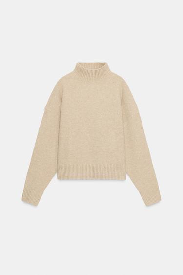 SOFT KNIT HIGH NECK JUMPER - Beige by Zara