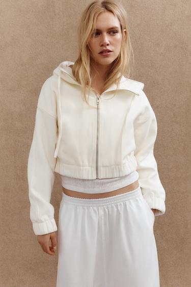 HOODED CLOTH JACKET - Oyster-white by Zara - Image 0