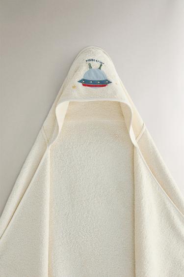 SPACESHIP HOODED BABY TOWEL - Oyster-white by Zara