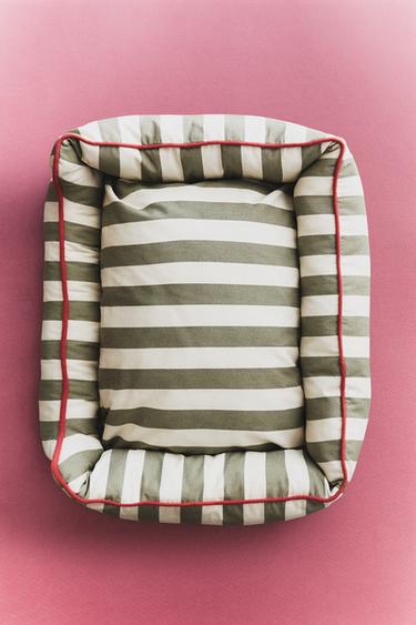 STRIPED PET BED WITH PIPING - Light green by Zara