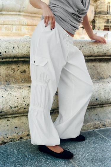 CARGO TROUSERS WITH STOPPER - White by Zara