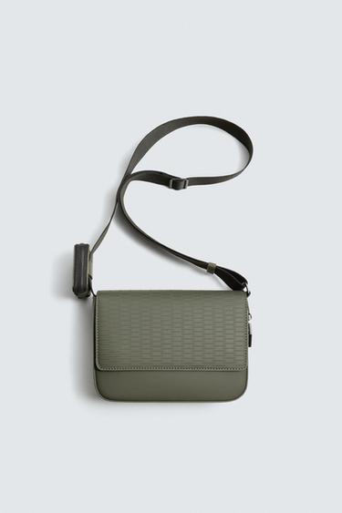 RUBBERISED TEXTURED CROSSBODY BAG - Khaki Green by Zara