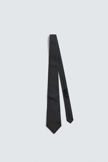 100% SILK JACQUARD TIE - Navy blue by Zara