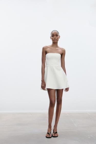 SHORT STRAPLESS DRESS - White by Zara - Image 0
