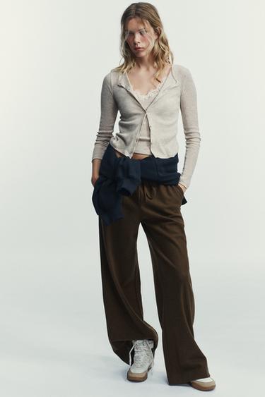 PALAZZO TROUSERS WITH TIE - Brown by Zara