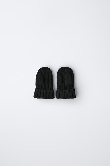 KNIT MITTENS - Black by Zara
