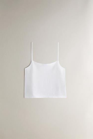 STRAPPY COTTON JERSEY TOP - White by Zara - Image 0