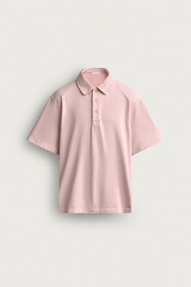 TEXTURED REGULAR FIT POLO SHIRT - Pink / White by Zara