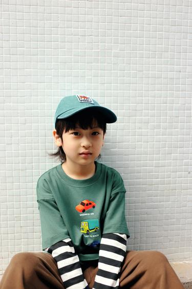 WASHED-EFFECT CAP WITH PATCH - Blue marl by Zara