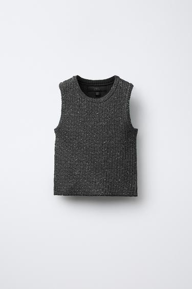 SEQUIN KNIT TOP - Grey by Zara