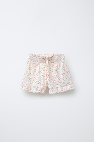 PRINTED FRILL BERMUDA SHORTS - Ecru by Zara - Image 0