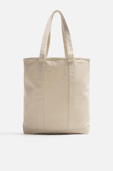 FABRIC SHOPPER BAG - Ecru White by Zara