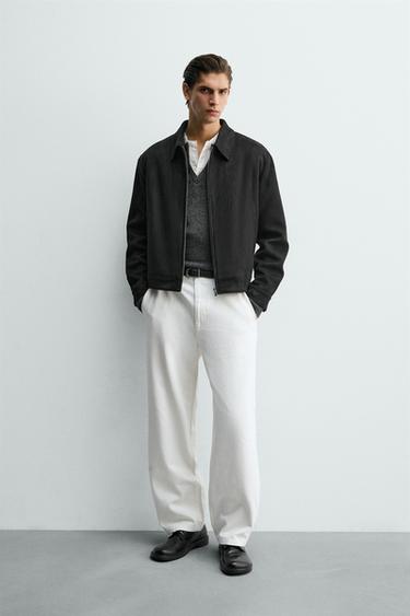 CROPPED FIT FAUX SUEDE JACKET - Black by Zara