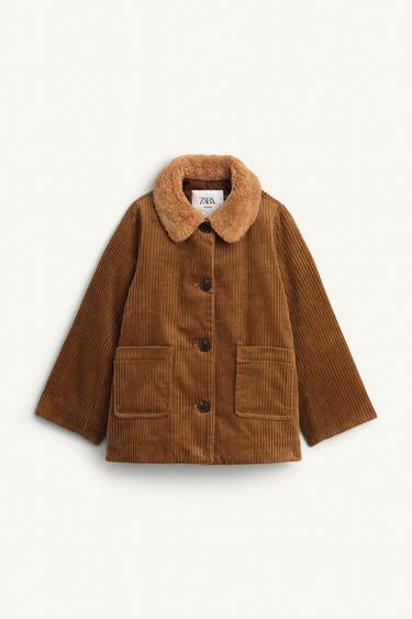 CORDUROY COAT WITH FAUX FUR PETER PAN COLLAR LIMITED EDITION - camel by Zara