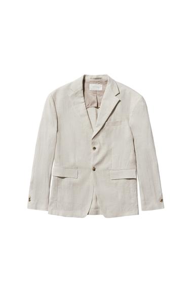 100% LINEN SUIT BLAZER - Sand by Zara
