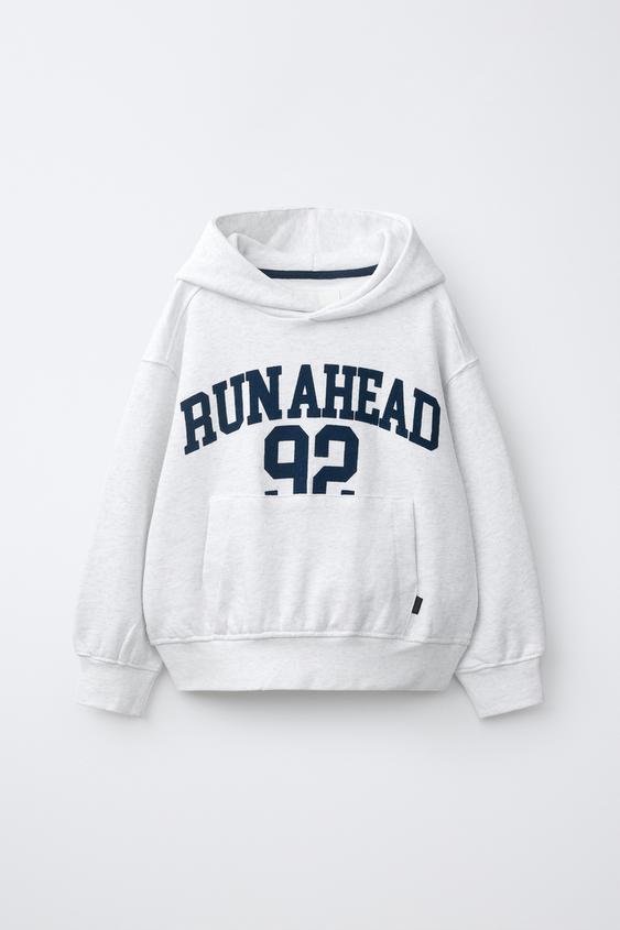 SLOGAN PRINT HOODIE - Pearl grey by Zara - Image 0