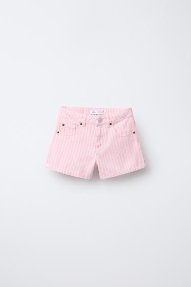 STRIPED DENIM BERMUDA SHORTS - Pink by Zara