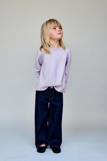 BASIC T-SHIRT WITH EMBROIDERED HEART - Light lilac by Zara