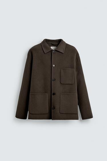 WOOL OVERSHIRT WITH POCKETS - Brown by Zara