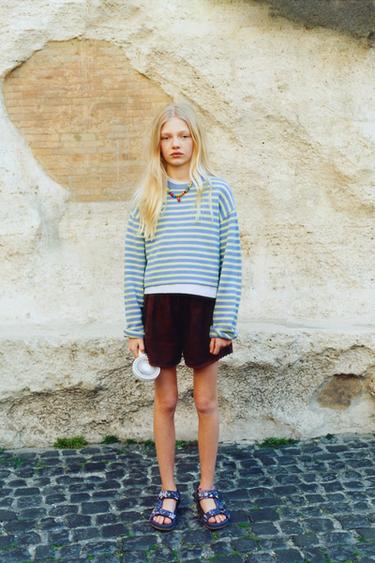 100% LINEN ELASTICATED WAIST BERMUDA SHORTS - Brown by Zara