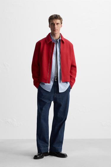 BOUCLÉ WOOL JACKET - Red by Zara - Image 0