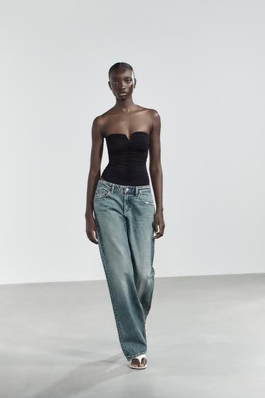 RUFFLED POLYAMIDE BANDEAU BODYSUIT - Black by Zara - Image 0
