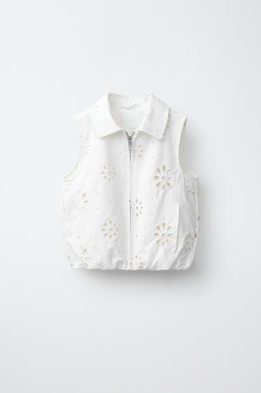 SWISS EMBROIDERED WAISTCOAT - White by Zara